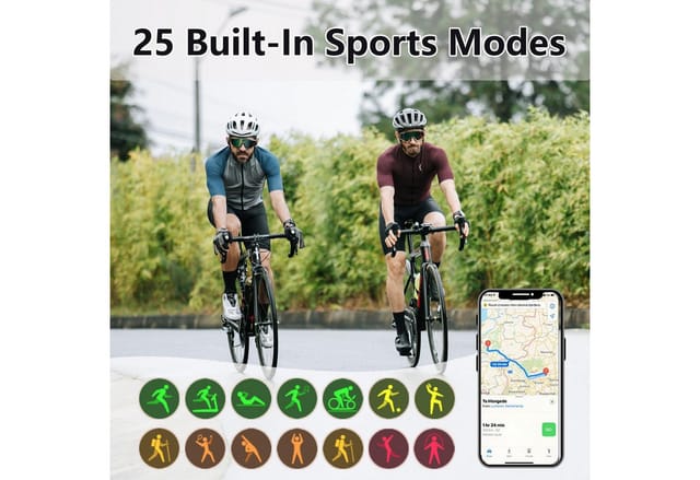 MOPUEA Smartwatch mit Blutdruckmessung mit 70+ Zifferblätter &25 Sportmodi Smartwatch