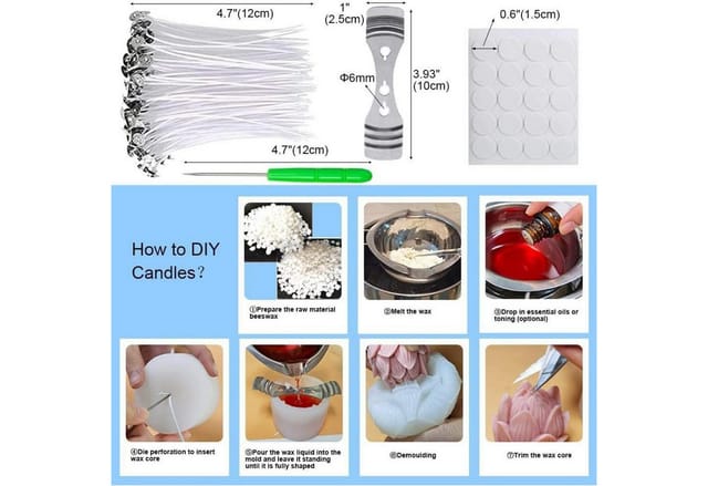 LuxusKollektion Silikonform 6Pcs Silikon DIY Kerzenform Kit 3D Gießformen & Kerzendocht Set