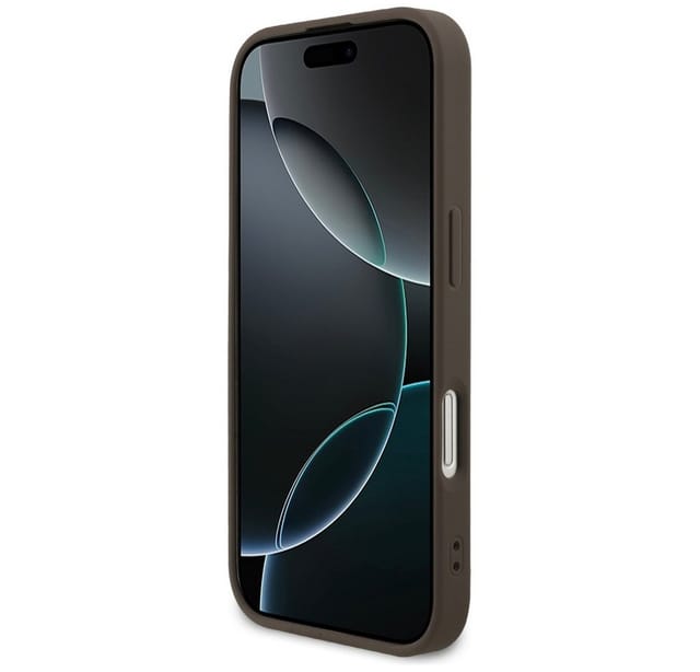 Guess Handyhülle iPhone 17 Kunstleder braun Classic Logo goldfarben Metall 6,3 Zoll, Kantenschutz