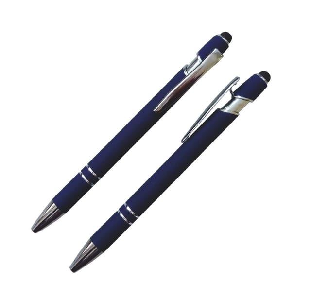 Best Offer Kugelschreiber 3x Touchpen-Kugelschreiber aus Metall / gummiert / je 1x schwarz, rot