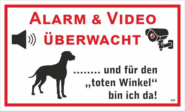 Hermann Schütz Hinweisschild Alarm & Video 150x250 mm Kunststoff, (1 St)