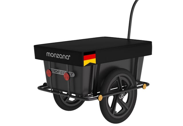 monzana Fahrradlastenanhänger, Fahrradanhänger mit 90L Kunststoffwanne inklusive Kupplung