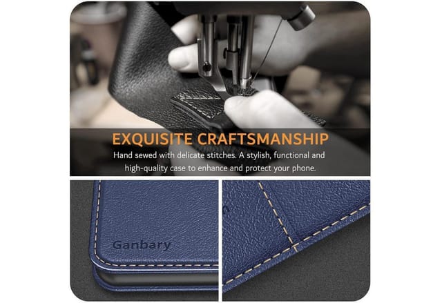 LuxusKollektion Flip Case Handyhülle Samsung Galaxy A52 A52s 5G Leder Tasche Flipcase Blau