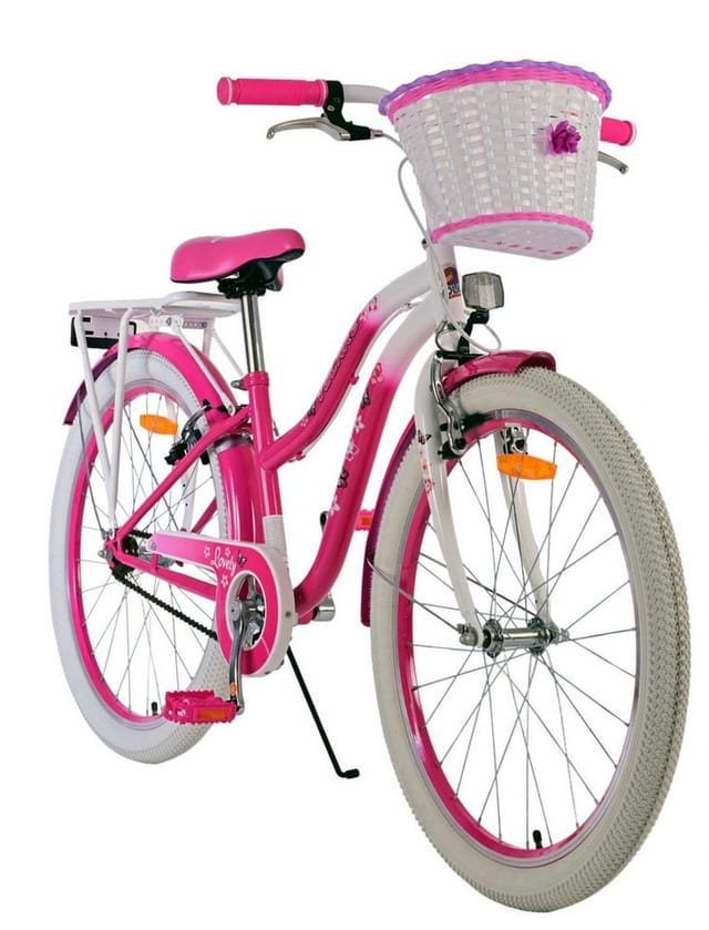 Volare Kinderfahrrad Volare Lovely Kinderfahrrad für Mädchen - 24 Zoll in Pink, Alter: 8 - 10 Jahre, Rahmenhöhe: 33.5 cm, Luftbereifung