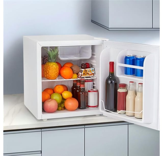 FOHERE Table Top Kühlschrank 46L Minikühlschrank mit Kühl- und Gefrierfunktion BC-46, 46.9 cm hoch, 43.4 cm breit, mit umkehrbarem Türanschlag und präziser 7-stufiger Temperaturregelung