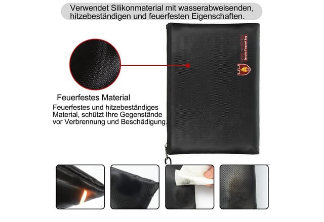 Mutig Dokumententasche 2 Stück Feuerfeste Dokumententasche(34x25cm+20x29cm,4200) (Feuerfeste Geldtasche, Tresor Feuerfest Wasserdicht Geldscheine, Aufbewahrung Aktentasche, Für Dokumente, Geld, Passport, Bankdatei, Bargeld), für Zuhause, Büro und Reisen – ideal für Familien und Geschäftsleute
