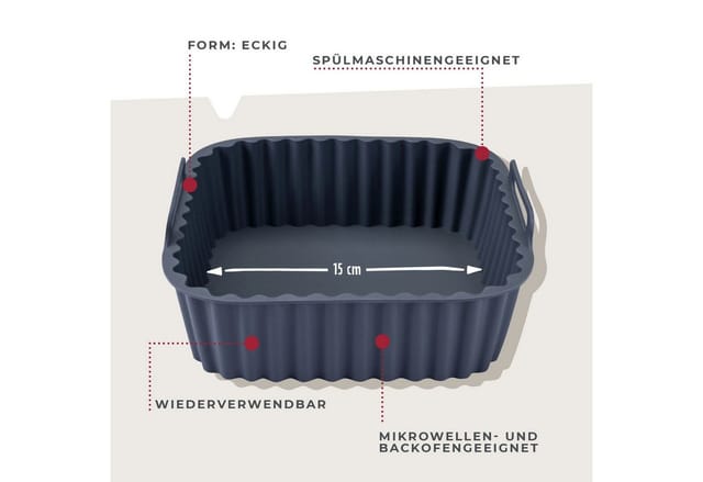 FACKELMANN Silikonform Backform für Heißluftfritteuse, Backform, Flexiform, Antihaft
