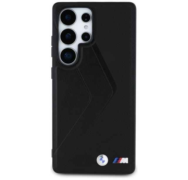 BMW Handyhülle Galaxy S25 Ultra MagSafe geprägt Kunstleder schwarz Logo Metall 6,9 Zoll, Kantenschutz