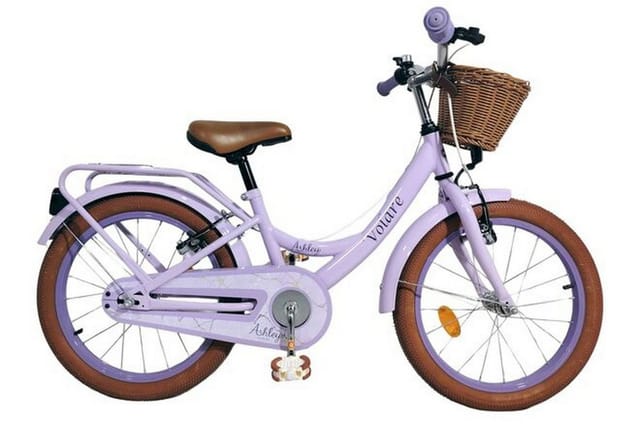 Volare Kinderfahrrad Ashley 14 Zoll für Mädchen Lilafarben - Stützräder & Zwei Handbremsen, Abnehmbare Stützräder, verstellbarer Lenker und Sattel