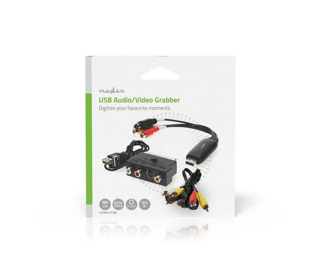 Nedis VGRRU101BK Audio- & Video-Kabel, Video Grabber, digitalisiert analoge Videos, keine Treiberinstallation