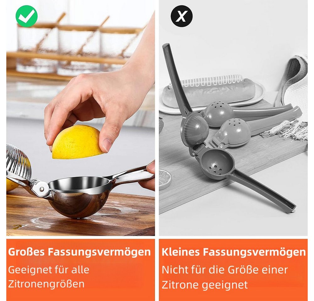PFCTART Obstpresse Zitronenpresse Handpresse – 7 cm Zitruspresse für Küche & Bar, RostfreierStahl, Säurebeständig, sicher & langlebig – ideal für Zitrusfrüchte Bild 3