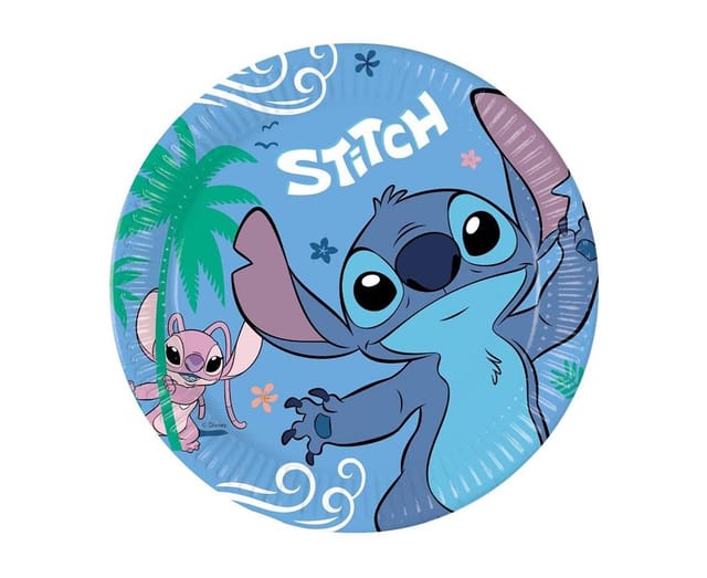 Procos Pappteller Disney Stitch - 8 Partyteller - Ø ca. 23 cm, (8 St)