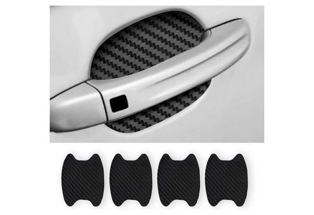 LuxusKollektion Aufkleber 4er Set Autotürgriff-Tassenschutz Carbon Fiber Folie Schwarz