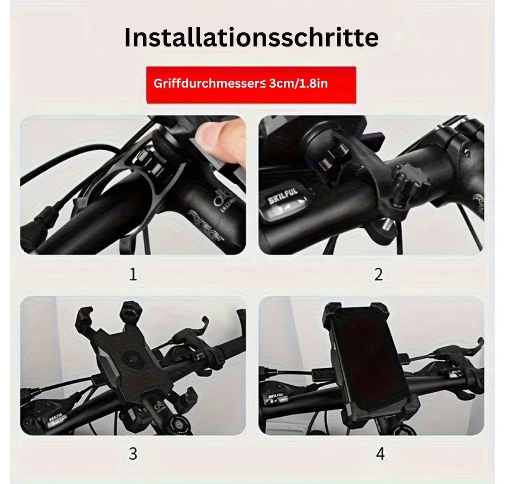 LIVINO Motorhalterung Motorrad Handyhalterung Anti-Shake 4 Krallen Universal ABS, Anti Shake System, 4 Krallen Fixierung, stabile Lenkerbefestigung Bild 3