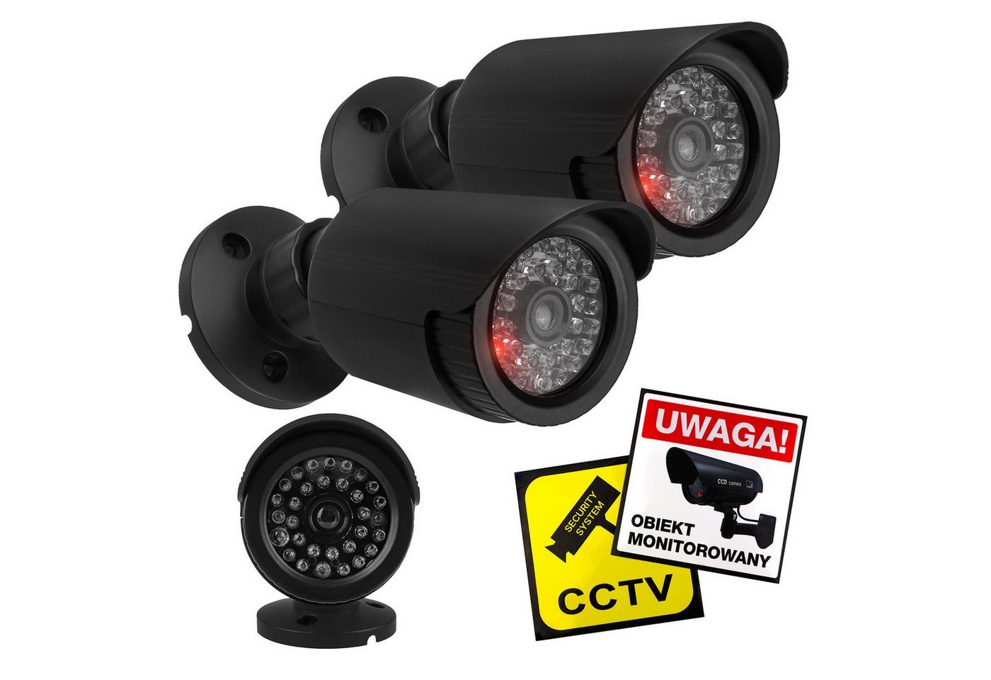 Maclean Überwachungskamera Attrappe IR1800 IR-Kameraattrappe mit blinkender LED-Leuchte (2-tlg., Attrappe einer Röhrenkamera) Bild 3