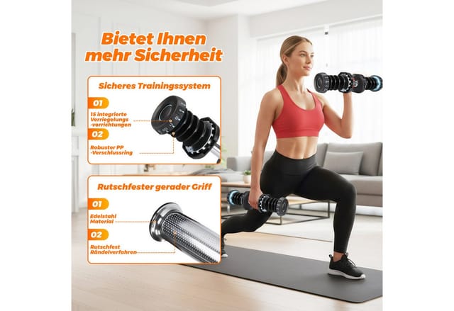 kehot Hantel-Set Verstellbare Hantel 24kg - 15 Gewichtsstufen für Krafttraining, (Kompaktes Kurzhantel-Set mit rutschfestem Griff für Home Gym, Platzsparende Systemhantel mit Siliziumstahl-Kern und Basis), Fitness Hantel für Muskelaufbau Ganzkörpertraining zuhause