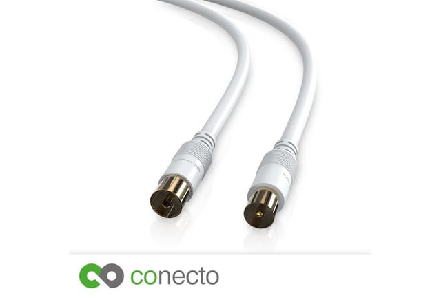 conecto conecto HQ TV Antennenkabel - 4K UHD 1080p FULL HD HDTV 3D - (TV-Steck SAT-Kabel, (1000 cm)