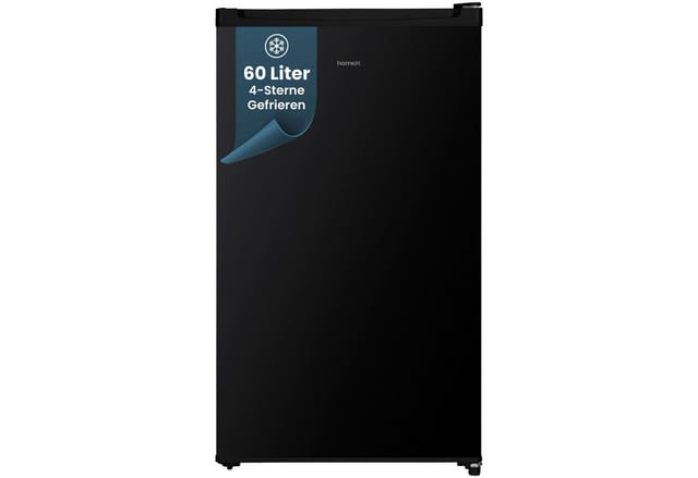 homeX Gefrierschrank FS1016-B, 85 cm hoch, 47.5 cm breit, 60 Liter, Tiefkühlschrank klein, Freezer, 4-Sterne Gefrieren, leise