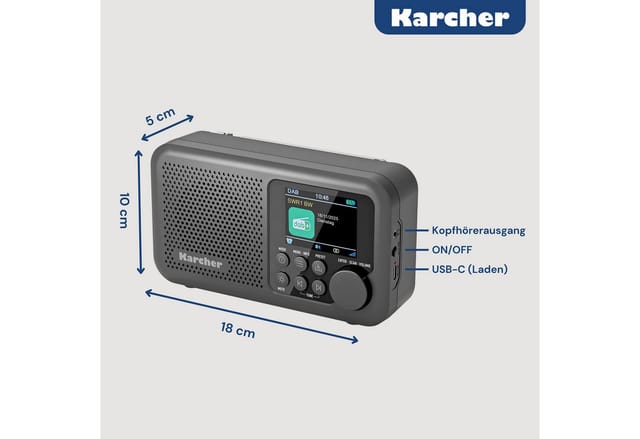 Karcher DAB 2415 Digitalradio (DAB) (DAB+, UKW (FM), Tragbares Digitalradio, Bluetooth Lautsprecher, Akku)