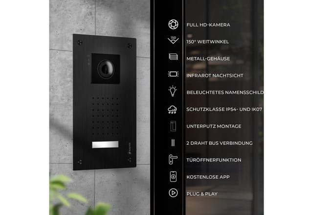 Balter Video-Türsprechanlage ENTRI-L-SET-BLACK (Komplettset, 1-tlg., Touch Smartphone App HD Video)