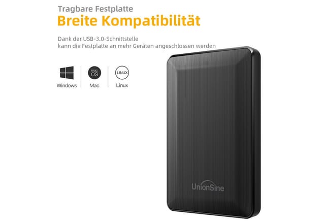 UnionSine USB 3.0 Externe Festplatte 250GB /500GB /750GB/1TB 2,5" HDD externe HDD-Festplatte (250GB) 2,5", für PC, Laptop, PS4, PS5, Xbox - kompatibel mit Windows, Mac, Linux