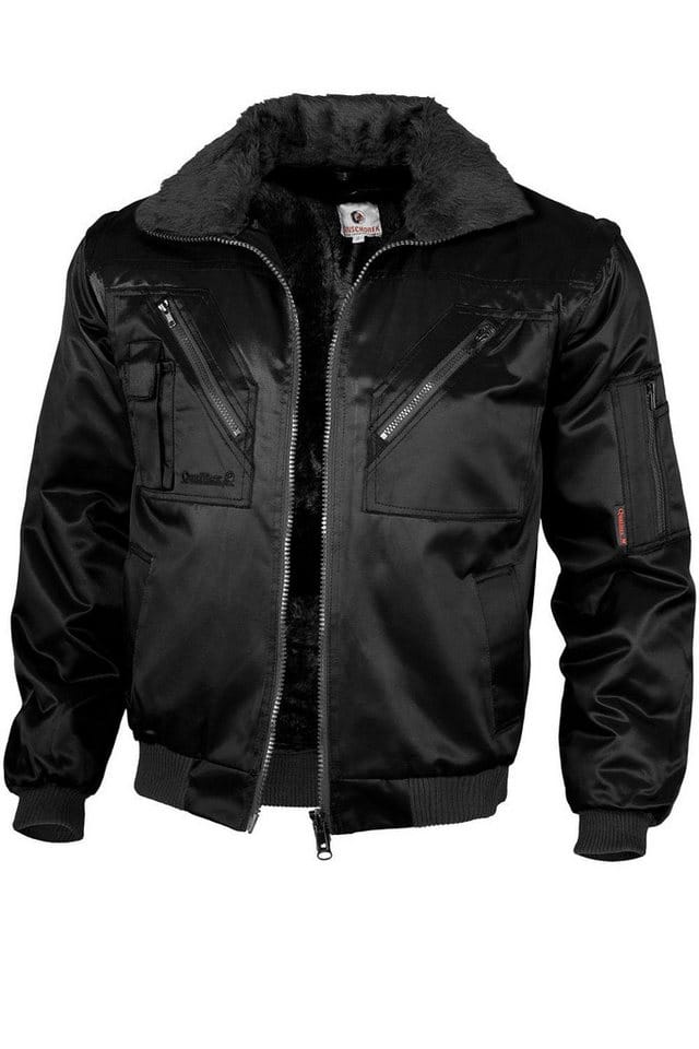 Qualitex Workwear Pilotenjacke Pilotenjacke einfarbig schwarz, Gr. XXL