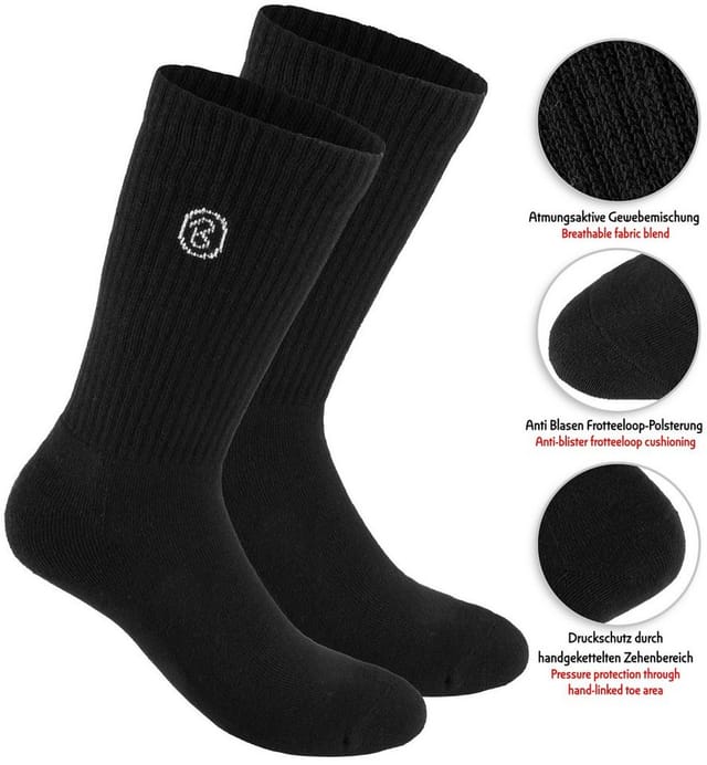 BRUBAKER Tennissocken Lange Sportsocken für Herren und Damen (Set, 6 Paar) Unisex Fitness Socken aus Baumwolle und Polyester - Crew Socks