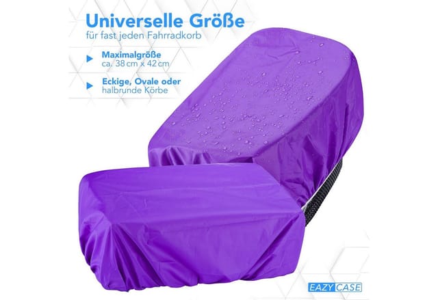 EAZY CASE Fahrradkorb Universal Regenschutz für Korb, Regenüberzug Schutzhülle Fahrrad Regenabdeckung Korb Überzug Lila