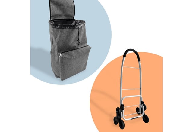 relaxdays Einkaufstrolley Treppensteiger 45 l, 45 l, grau