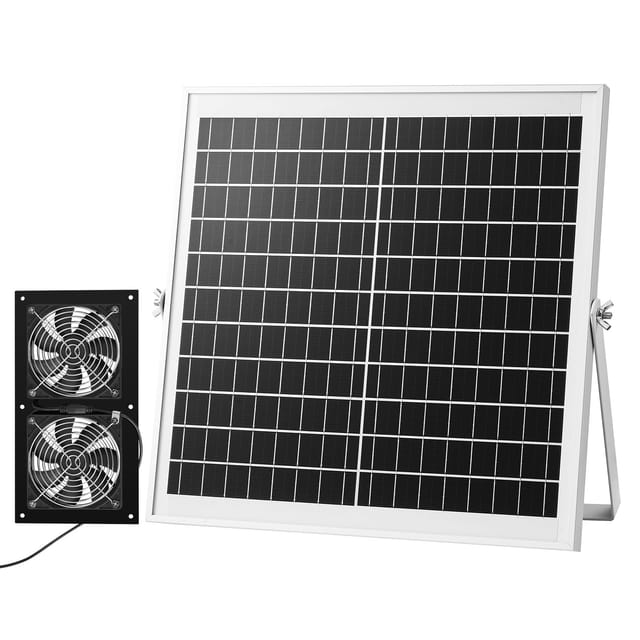 VEVOR 15W Solar Ventilator, 12V Solarpannel mit Doppelventilator, Max. 2668 U/min Solar Lüfter für 408 m³/h Luftstrom, 5 m/s Solarbetriebener Abluftventilator für Kleine Hühnerställe Gewächshäuser