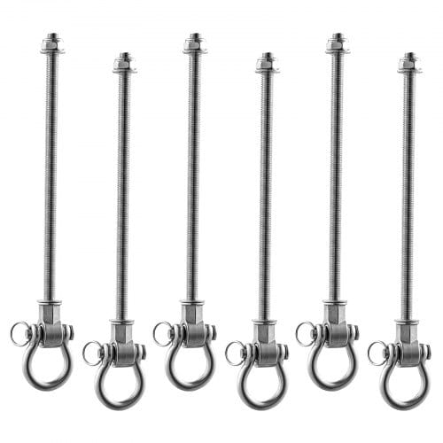 VEVOR 6 Stk. Deckenhaken mit Lager, 360° Schaukelhaken aus Edelstahl mit Bolzen, 386kg Belastbare Schaukelhalterung für 190 mm Montagestärke, Aufhängungshaken für Schaukel Hängesessel Boxsack, Silber