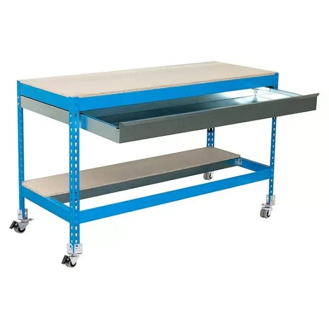 Simonrack Arbeitsbank Fix Blau Und Holz 957x910 Mm