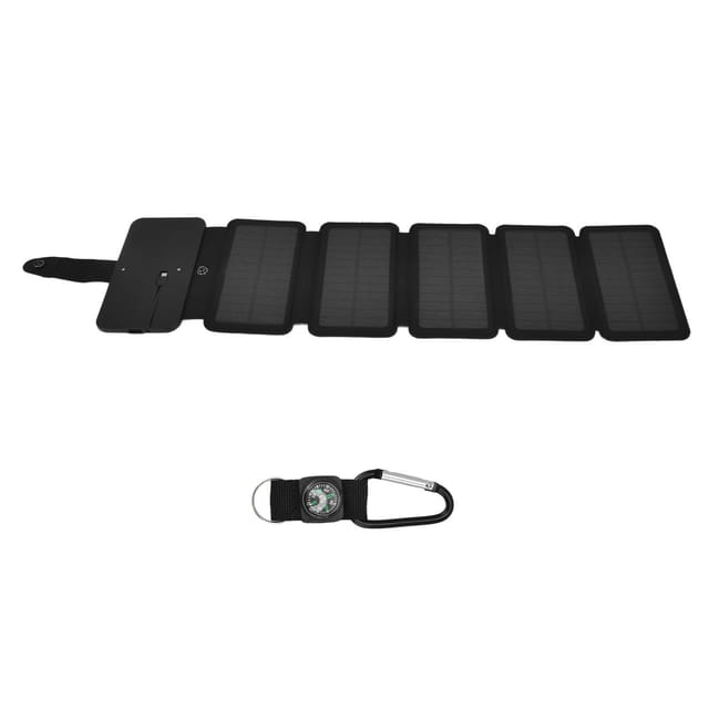 Faltbare 5-fach Solar-powerbank, Schwarz – Universelles Dual-ausgangs-handyladegerät, Stoßfest Und Wasserdicht