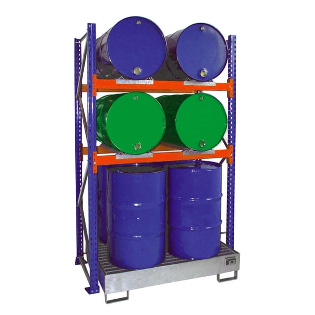 Bauer Anbauregal 3001 Für Fässer Mit 2 Ebenen, Auffangwanne Mit Gitterrost, 4x 200l