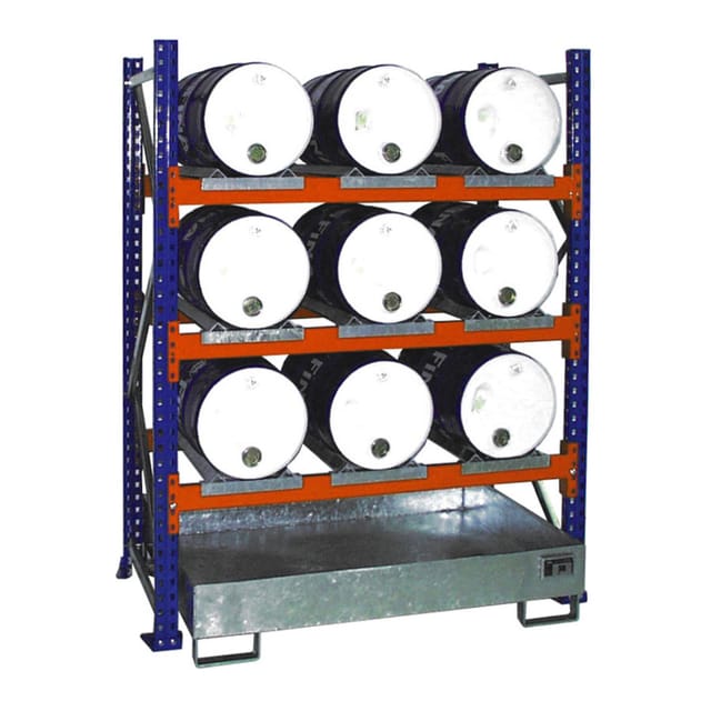 Bauer Anbauregal 3005 Für Fässer Mit 3 Ebenen, Auffangwanne Ohne Gitterrost, 9x60l Liegend