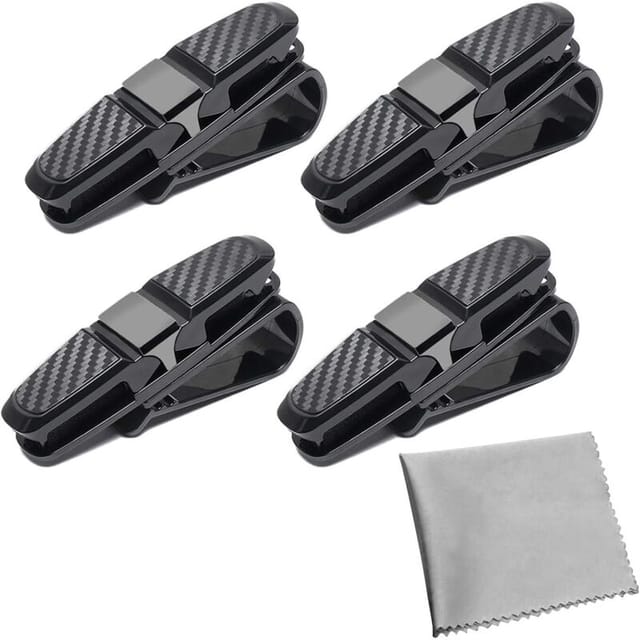 4er-set Auto-sonnenblenden-brillenclips, Auto-brillenhalter, Auto-organizer Für Sonnenbrillen, Karten Und Tickets – Schwarz
