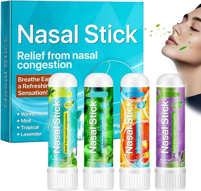 Nasenstäbchen, 4er-pack, Naseninhalator, Naseninhalationsstäbchen, Schnelle Linderung Bei Verstopfter Nase, Verbessert Die Atmung Und Steigert Die Konzentration, Hergestellt Mit Ätherischen Ölen Und M