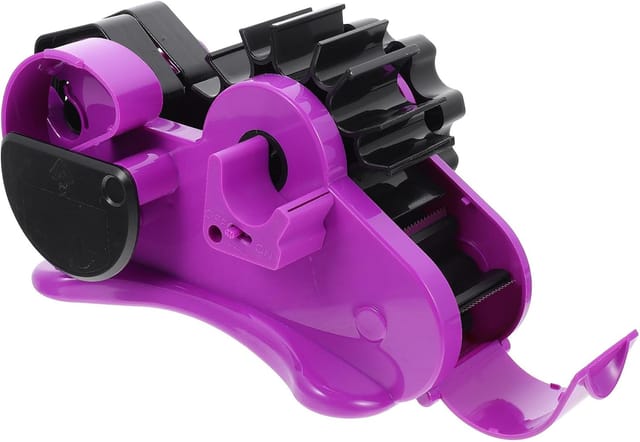 Ccykxa Halbautomatischer Abroller Für 35 Mm Breites Violettes Klebeband, 1-3-funktions-klebebandhalter Mit Mehrsegmentabschneider, Praktischer Ständer Für Büro Und Professionelle Verpackung