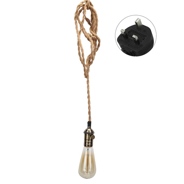Einzigartiger Vintage-kronleuchter Aus Hanfseil Für Café Und Bar – 85–250 V Mit Uk-stecker