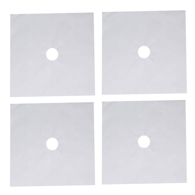 4-teiliges Set Antihaftbeschichteter Ptfe-kochfeldabdeckungen, Schutzabdeckungen Für 27x27cm Gaskochfelder, Schwarz, 0,1mm Beschichtung