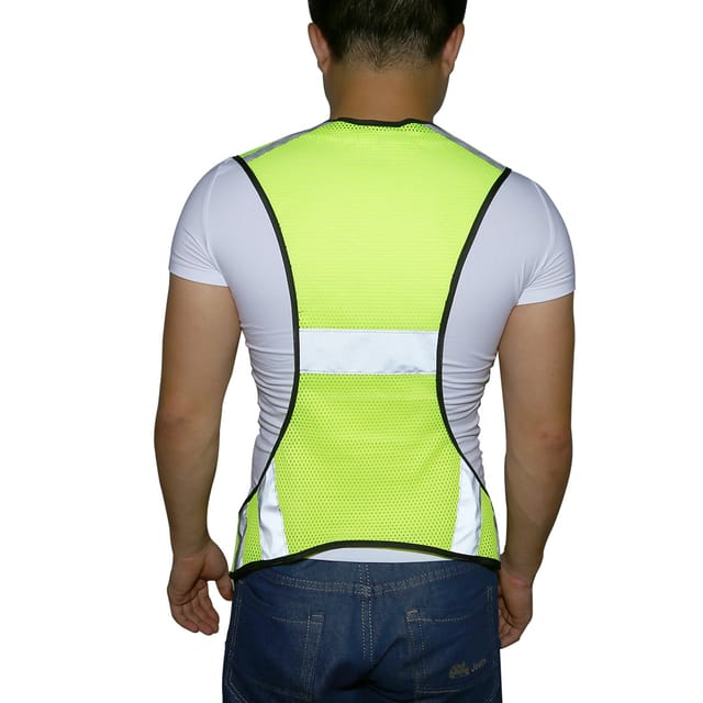 Reflektierende Sicherheitsweste Mit Hoher Sichtbarkeit Für Nachtläufe, Verstellbare Größe (fluoreszierendes Grün)