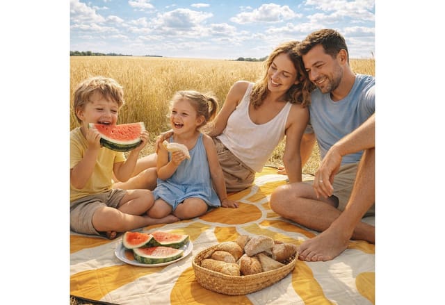 Sekey Picknickdecke Picknickdecke Wasserdicht Campingdecke 200x200 Cm, Sonnenstrahlenmuster