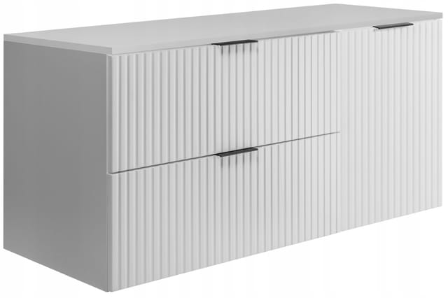 Waschtischunterschrank - 120 Cm - Weiß - Modernes Design - Elegante Gerillte Fronten