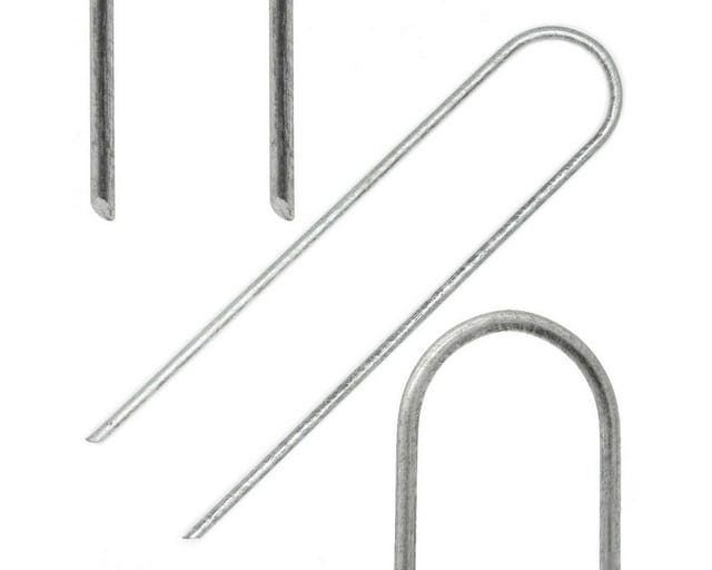 Amanka 100 Stück Ø3,2mm Erdanker Verzinkt 150x30mm Befestigungsanker Unkraut-vlies Stahl Erdnägel Bodenanker U-form Rund