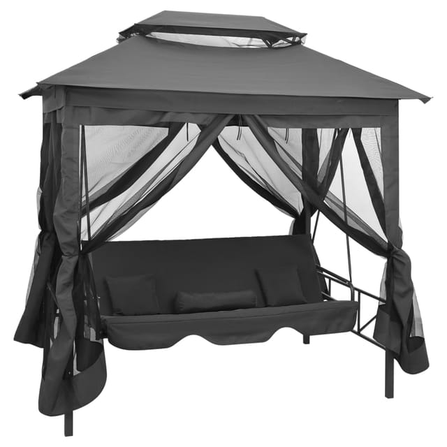 Gartenschaukel Mit Bettfunktion Und Dach 220×160×240 Cm Stahl - Vidaxl