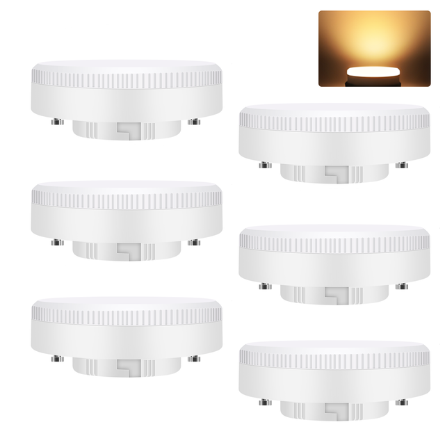 Gbly 6 Stück Gx53 Led Leuchtmittel 74x25mm Ultra Flach 3000k Blinkfrei 5w Ersetzt 50w Halogen Unterbauleuchte 230v