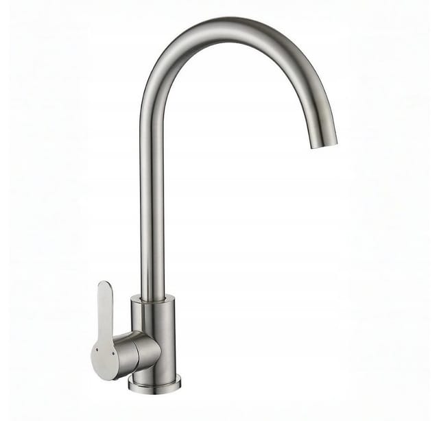Weißer Küchenschrank – 80 X 50 Cm – Edelstahlspüle – Hohe Armatur – Siphon