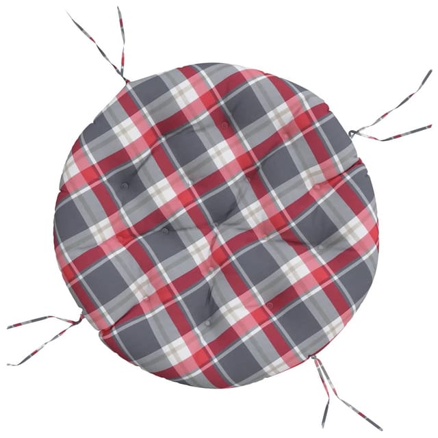 Kissen Rund Rot Karomuster Ø 100x11 Cm Oxford-gewebe Vidaxl
