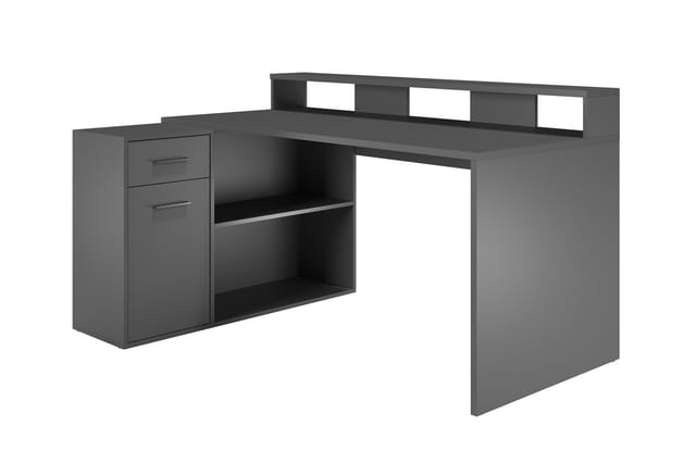 Gamerbüro Büromöbel Gamer, 1 Tür, 1 Schublade, 2 Offene Fächer Anthrazit Matt.