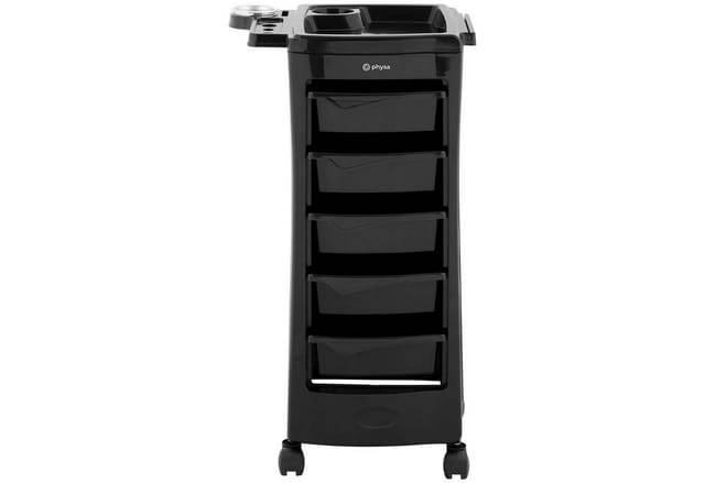 Rollbarer Friseurtrolley Friseurwagen Kosmetikwagen 5 Schubladen 10 Kg Schwarz